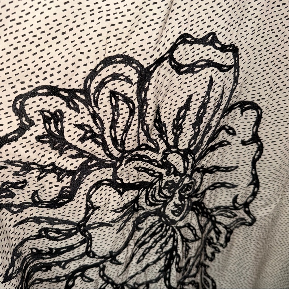 Anthropology Ranna Gill Cream Halter Maxi Dress with Black Floral Embroidery XS - Picture 7 of 12